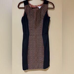 Bar III Black Dress with Copper Patterned Center